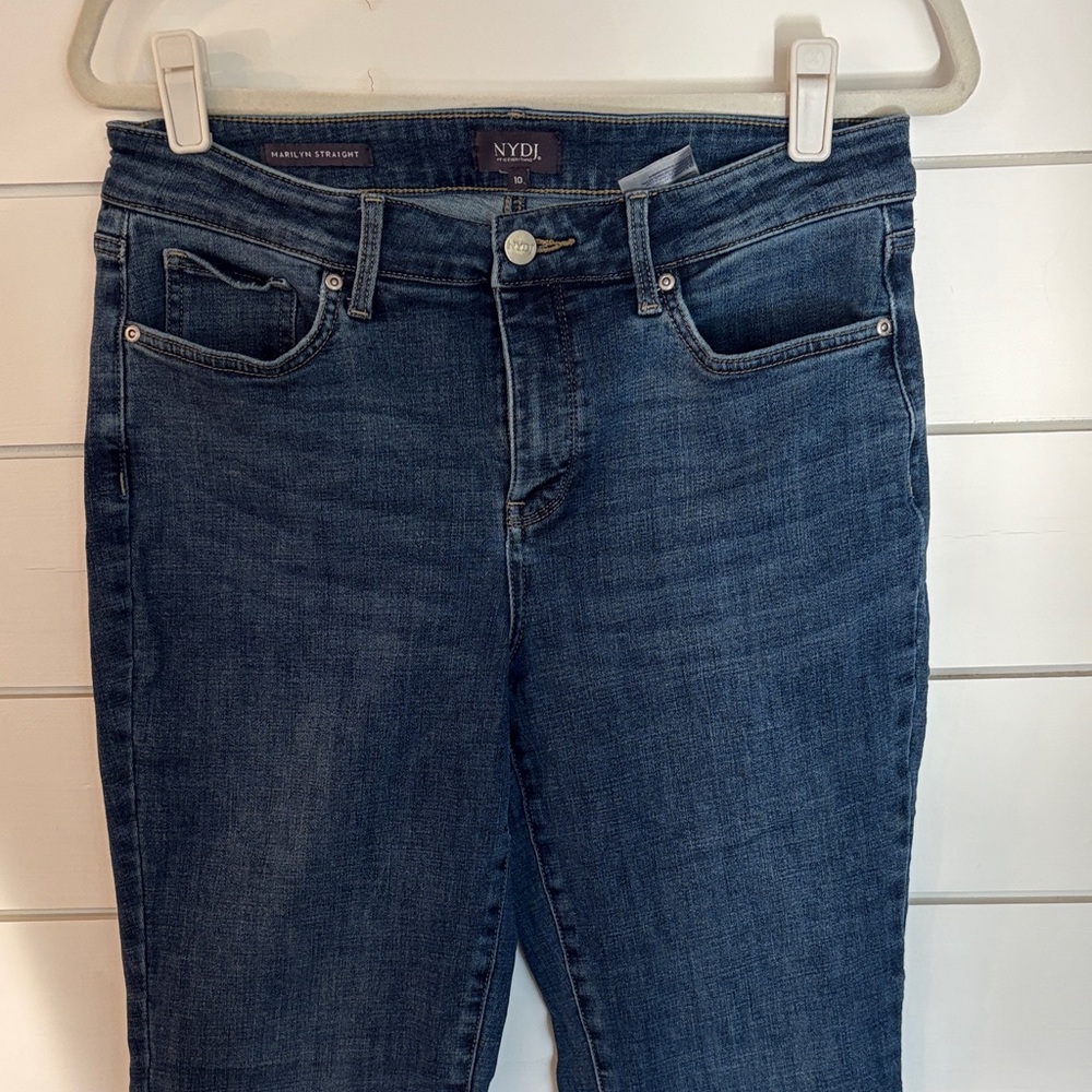 NYDJ Women's Dark Blue Straight Leg Jeans Marilyn. Size 10